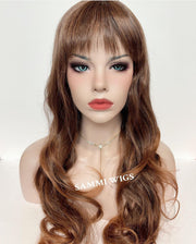 F759 Long curly light brown wig
